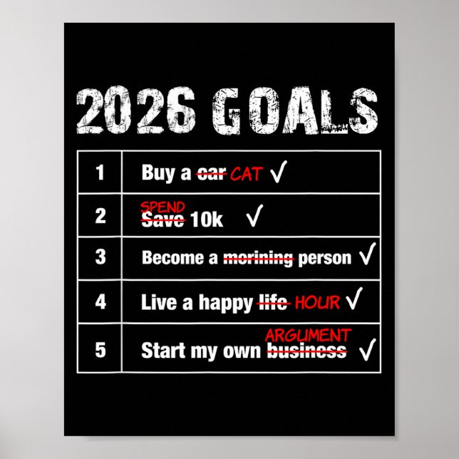 Roliga 2026 Mål Hilariska Nyår Sarksatiska  Poster (Framsidan)