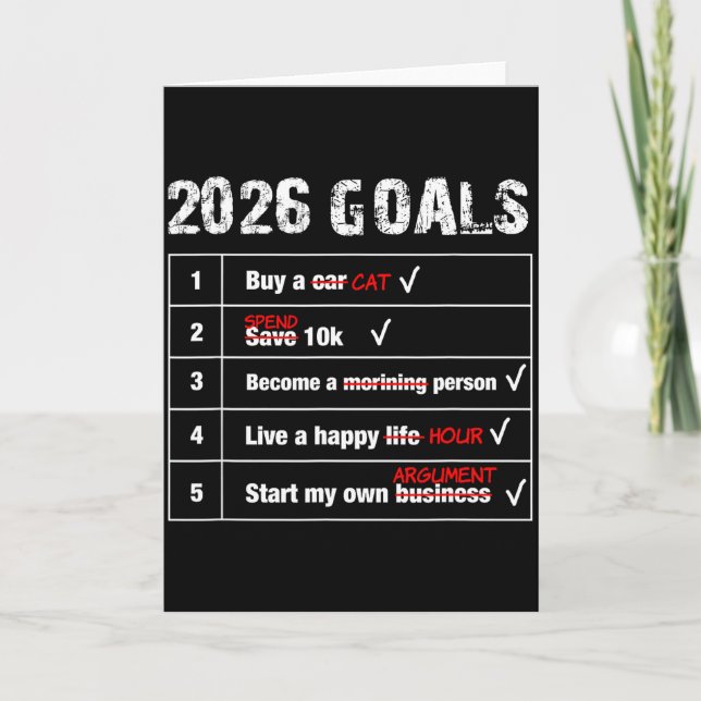 Roliga 2026 mål nytt år sarkastiskt  kort (Framsida)