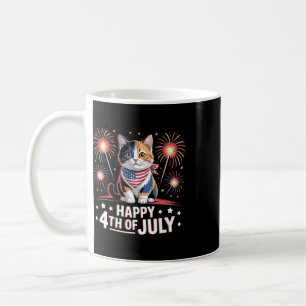 Roliga 4:e Juli T-shirts Katt Glad Fjärde Juli Kaffemugg