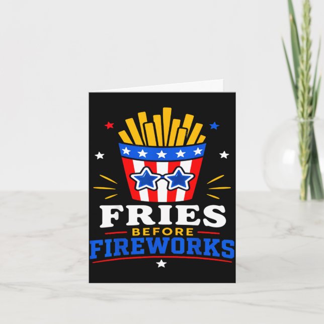 Roliga 4 juli patriotiska pommes frites snabbmat kort (Framsida)