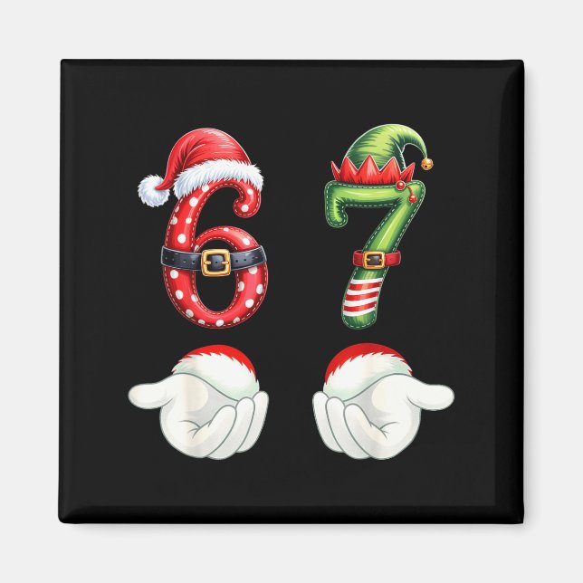 Roliga 67 julpyjamas Six Seven Meme 6 7 Tomte  Magnet (Framsidan)