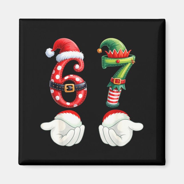 Roliga 67 julpyjamas Six Seven Meme 6 7 Tomte  Magnet (Framsidan)