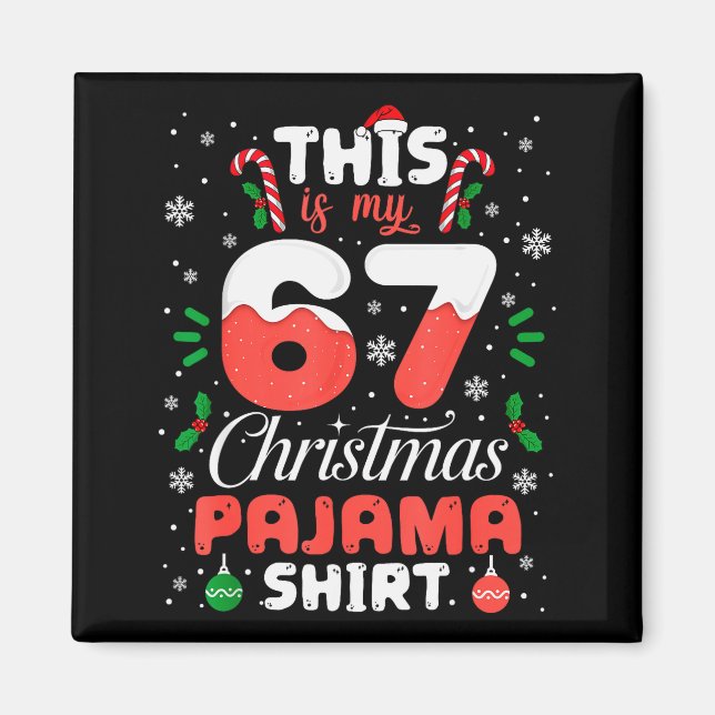 Roliga 67 julpyjamasas shirtkjol Six Seven Meme Br Magnet (Framsidan)