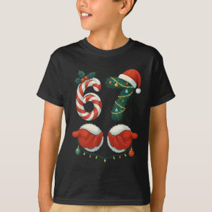 Roliga 67 Meme Santa Hand Jul Pyjamas Män Kvinn T Shirt
