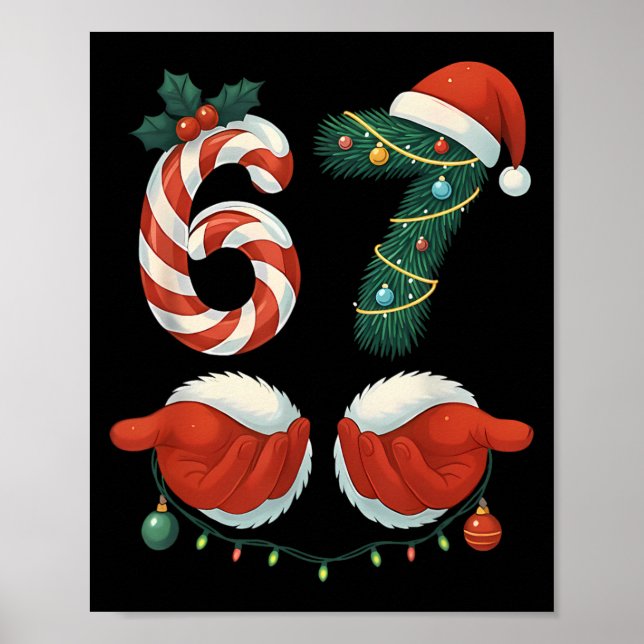 Roliga 67 Meme Santa Hand Jul Pyjamas Män Kvinnor Poster (Framsidan)