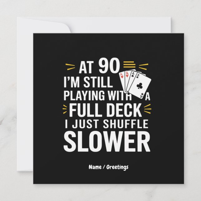 Roliga 90-årspresentkort Full leken skratt Inbjudningar (Framsida)