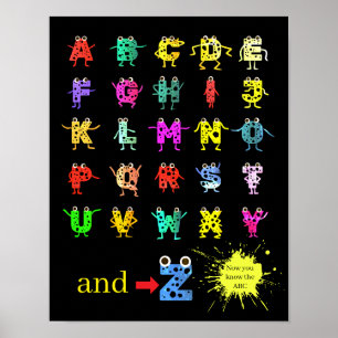 Roliga ABC Alfabetet Vänner Poster