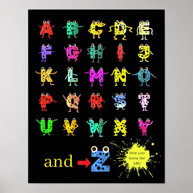 Roliga ABC Alfabetet Vänner Poster (Framsidan)