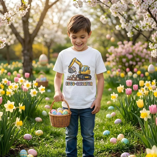 Roliga Ägg Grävmaskin Påskdesign För Pojkar T Shirt (Skapare uppladdad)