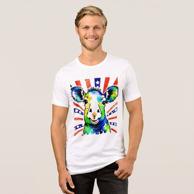Roliga akvarell färgglada får t shirt (Framsida Full)