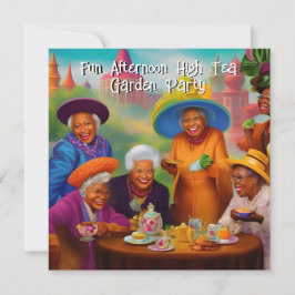 Roliga äldre damer High Tea trädgårdsfest etnisk  Inbjudningar