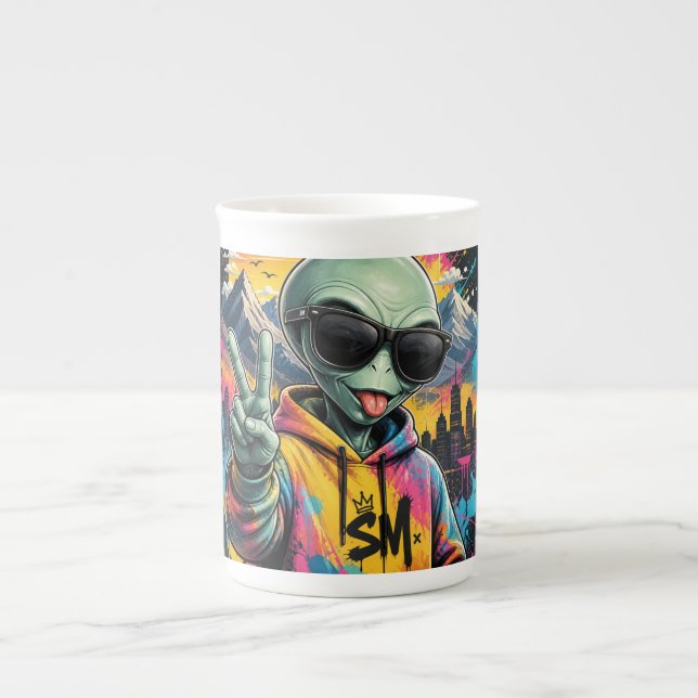 Roliga Alien-vibbar Benporslin Mugg (Framsidan)