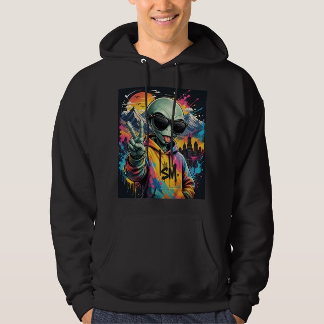 Roliga Alien-vibbar Hoodie (Framsida)