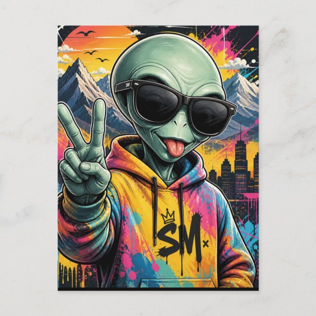 Roliga Alien-vibbar Vykort (Framsida)