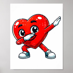 Roliga Alla hjärtans dag Dabbing Heart Älskare Män Poster