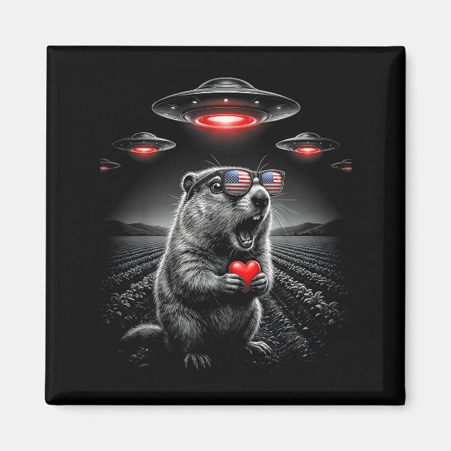 Roliga Alla hjärtans dag Murgrävling Selfie Alien  Magnet (Framsidan)