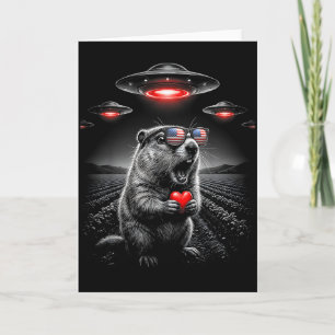 Roliga Alla hjärtans dag Murmeldjur Selfie Alien U Kort