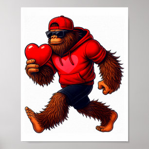 Roliga Alla Hjärtans Dagen Bigfoot Hjärtan Singlar Poster