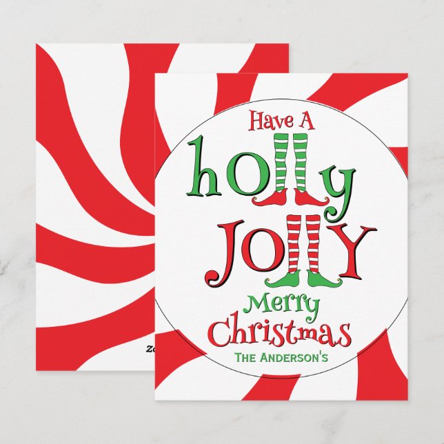Roliga ällegs Holly Jolly God Jul!  Julkort (Fram/baksida)