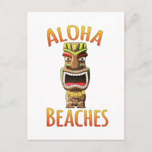 Roliga Aloha-stränder Hawaiian Tiki Vykort