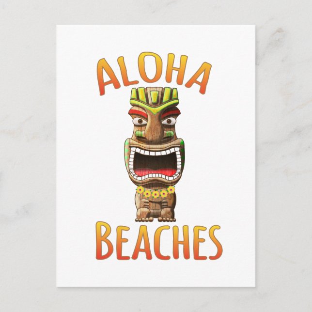 Roliga Aloha-stränder Hawaiian Tiki Vykort (Framsida)
