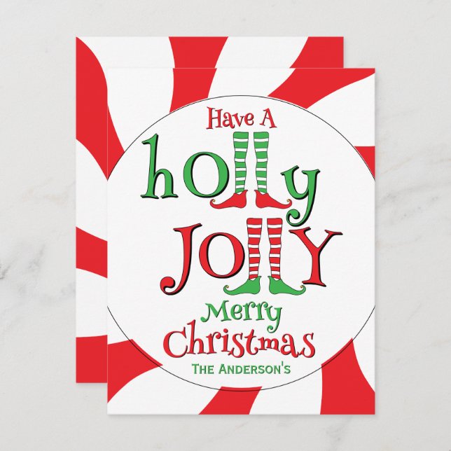 Roliga älvbens julglada God Jul!  Julkort (Fram/baksida)