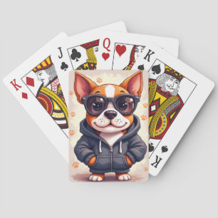 Roliga Amerikanska Staffordshire Terrier Solglasög Casinokort