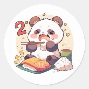 Roliga Anime Panda Två Runt Klistermärke