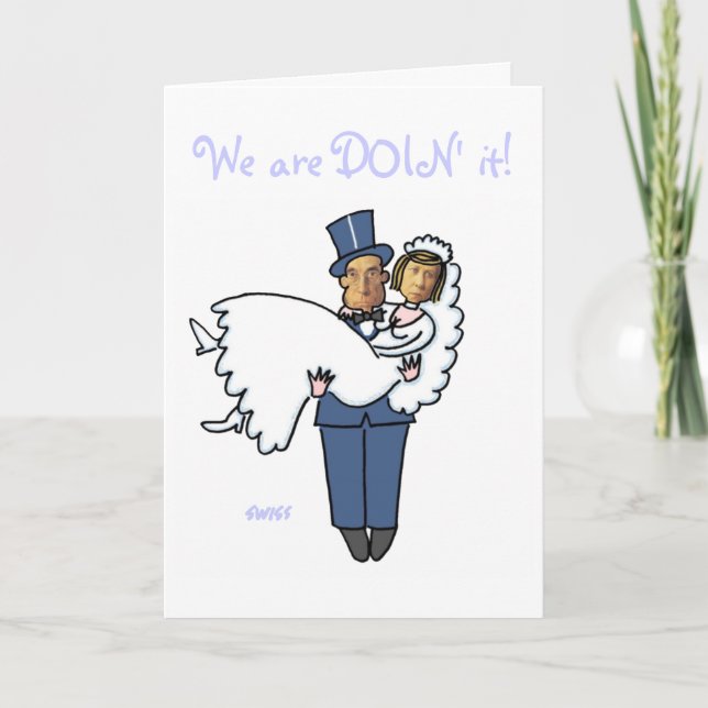 Roliga anpassade fotobryllopsinbjudningar meddelande (Framsida)