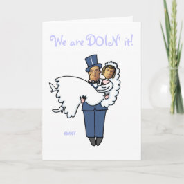 Roliga anpassade fotobryllopsinbjudningar meddelande