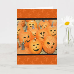 Roliga Ansikten Pumpa Patch Halloween-kort Kort