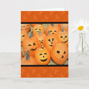 Roliga Ansikten Pumpa Patch Halloween-kort Kort