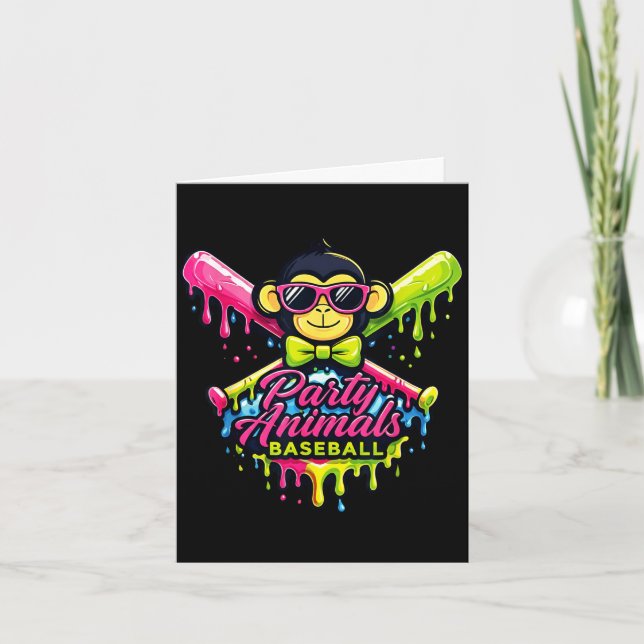Roliga apor baseballpartyjur  kort (Framsida)