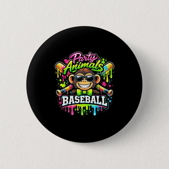 Roliga apor baseboll glass dropp rolig apa knapp (Framsida)