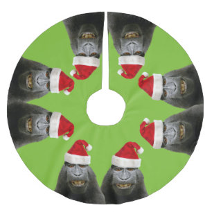 Roliga apor i Santa hattar Julgransmatta Borstad Polyester
