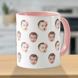 Roliga Baby Barn Familj Ansikte 2 Foton Mugg