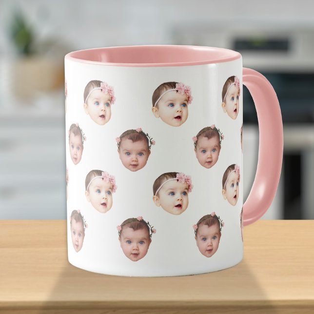 Roliga Baby Barn Familj Ansikte 2 Foton Mugg (Skapare uppladdad)