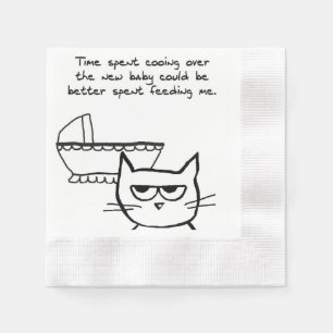 Roliga baby showerservetter - katten är inte pappersservett