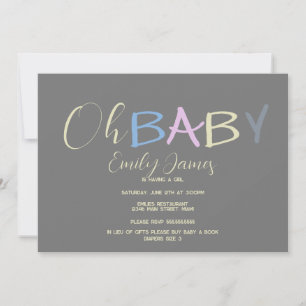 Roliga babybokstäver Handritad font Baby Shower Inbjudningar