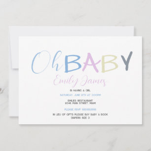 Roliga babybokstäver Handritad font Baby Shower Inbjudningar
