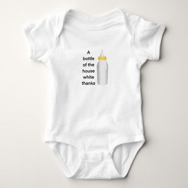 Roliga babykläder “House White” Nappflaska T Shirt (Framsida)