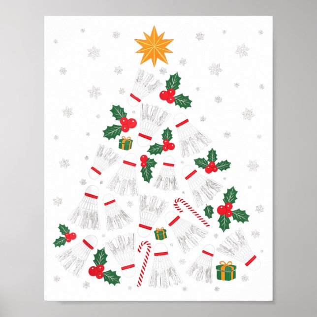 Roliga Badminton Julgransljus Tomte Män Kvinnor C Poster (Framsidan)
