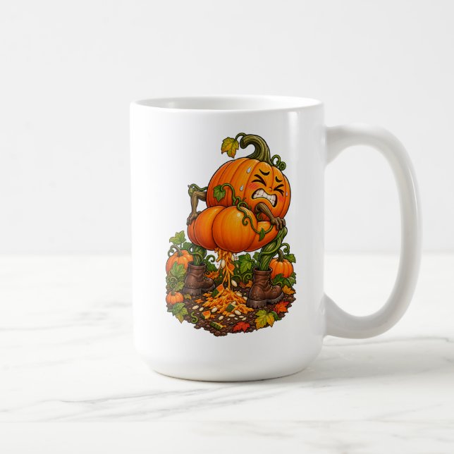 Roliga bajande pumpaplastar Halloween höst Kaffemugg (Höger)