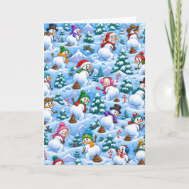 Roliga bajande snömansjul helgkort