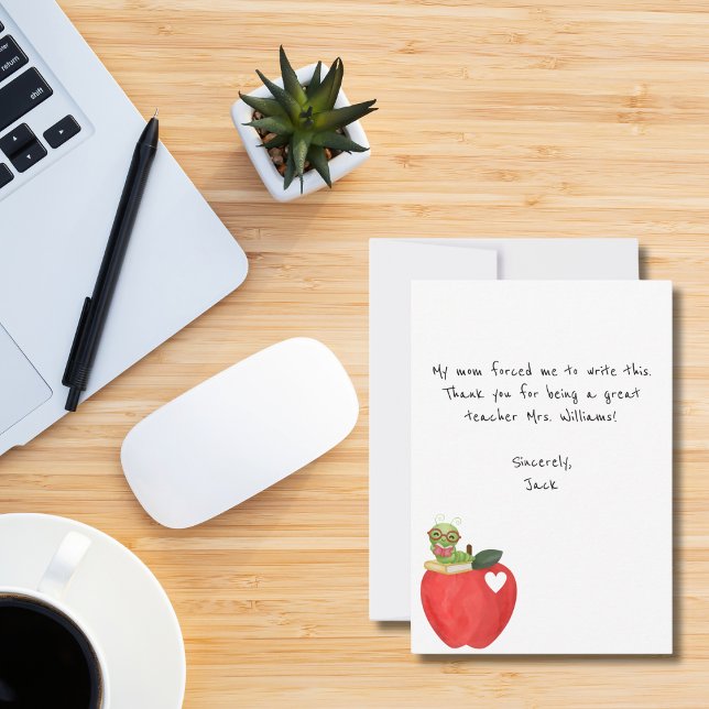 Roliga Barn Notis, Röd Äpple, Lärar Tacksamhet Tack Kort (Skapare uppladdad)