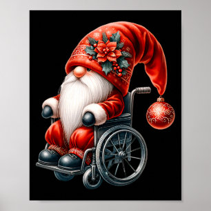 Roliga barn rullstol tomte grafik för män jul poster