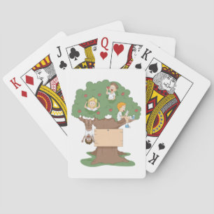 Roliga barn som leker i äppelträd  casinokort