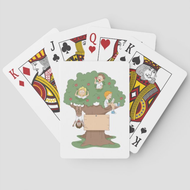 Roliga barn som leker i äppelträd  casinokort (Baksidan)