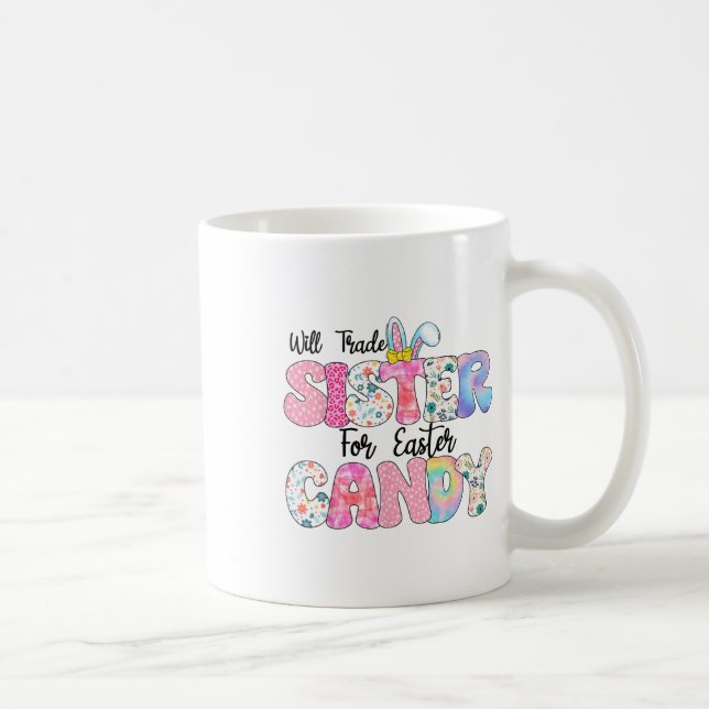 Roliga barnägg byter syster mot påskgodis kaffemugg (Höger)