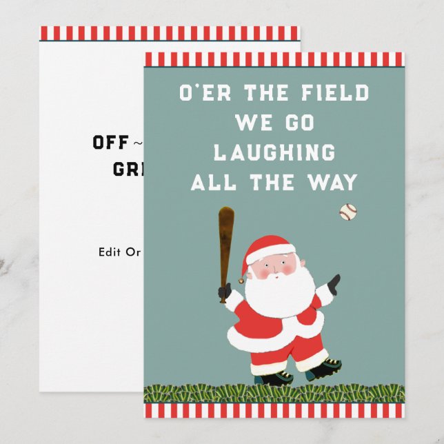 Roliga baseballjulpresentkort julkort (Fram/baksida)